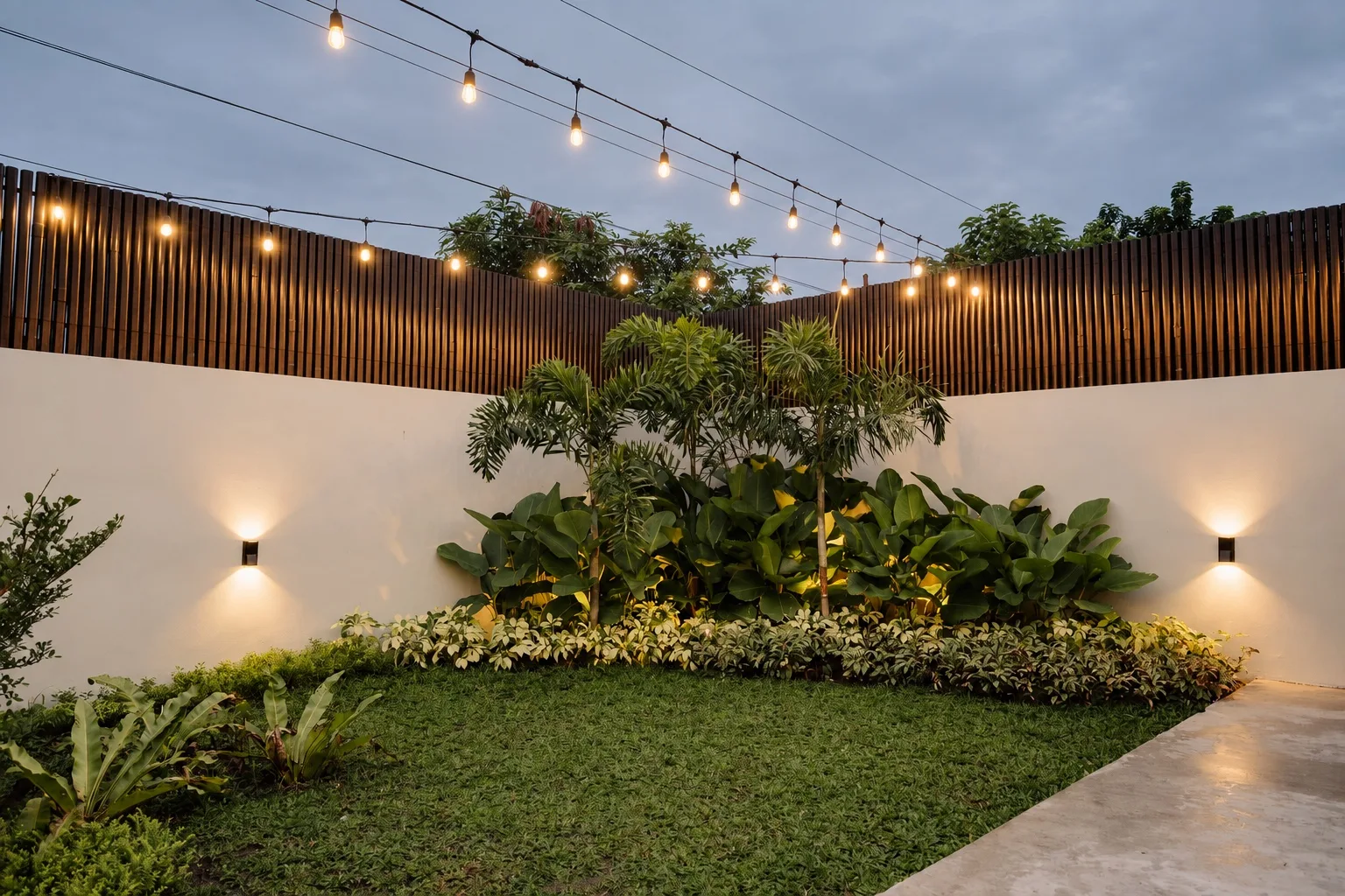 A completed tropical garden by Tallman's Landscape