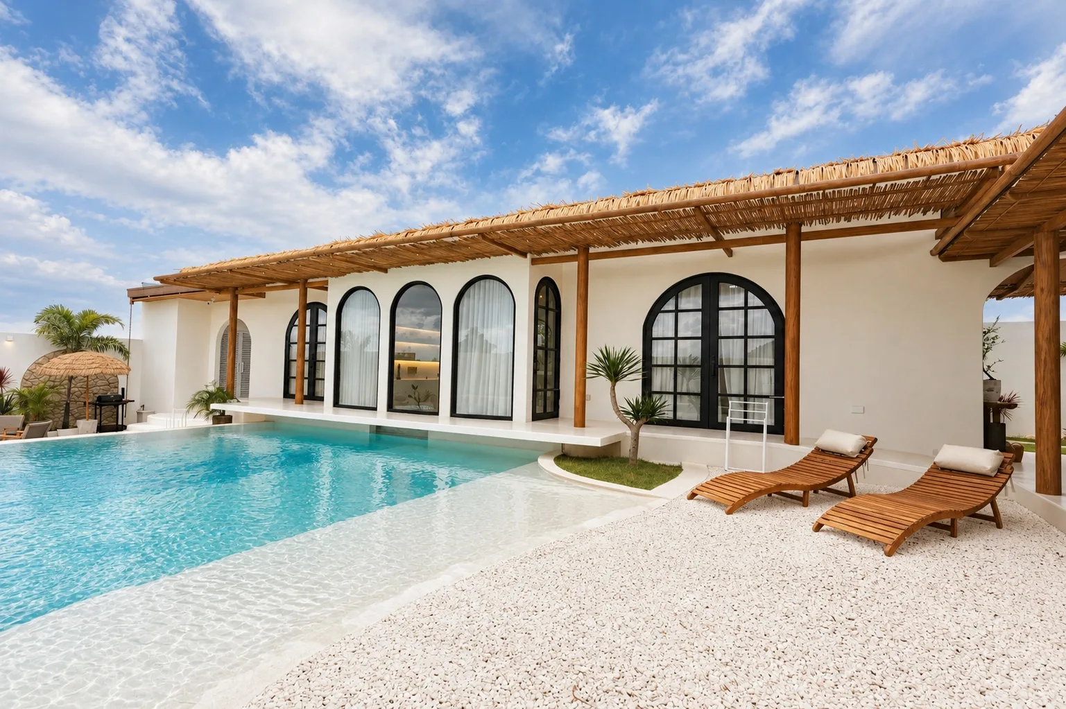 Casa Tanaw pool courtyard landscaped by Tallman's Landscape