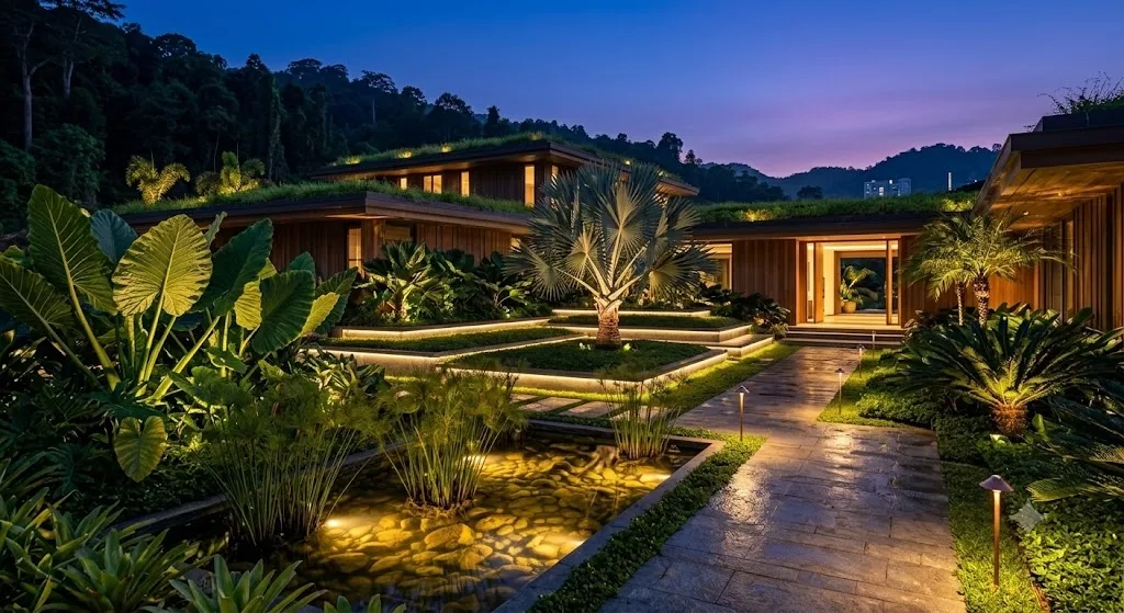 Manicured garden lawn